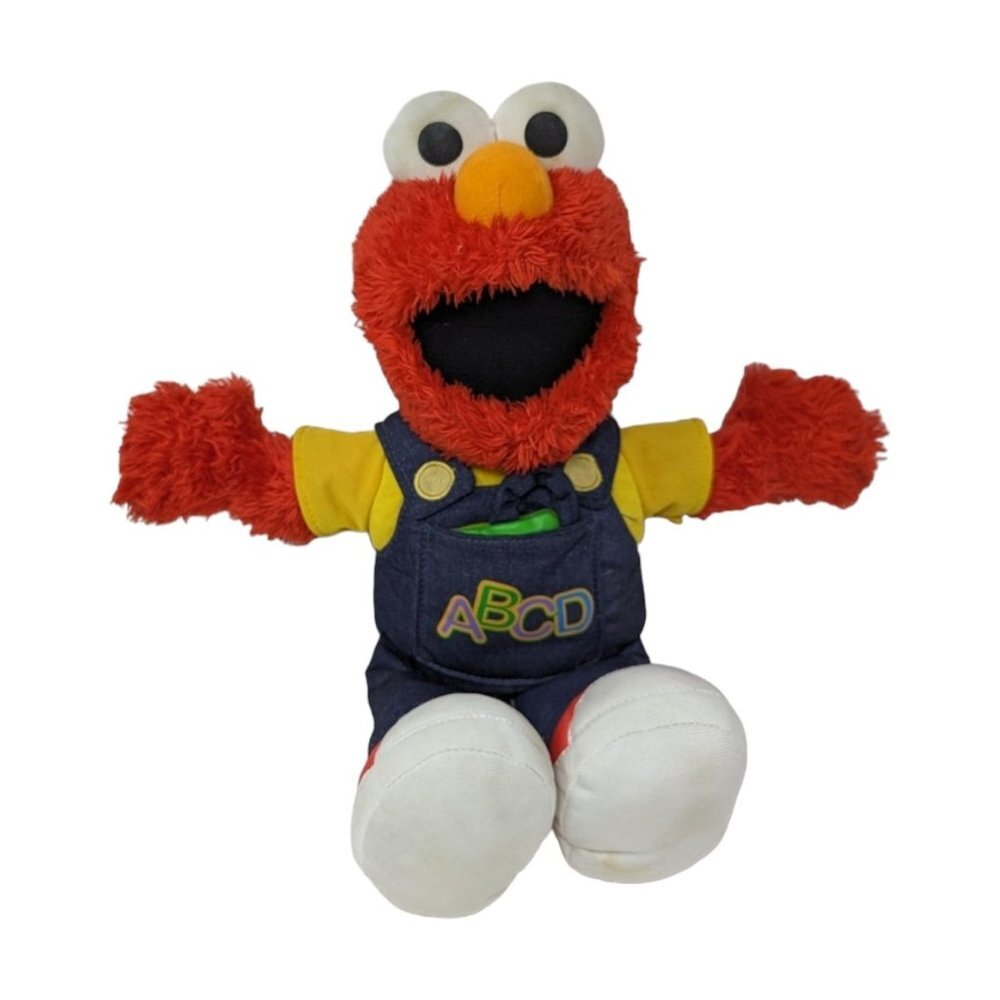 Elmo ABC Singing Talking Plush Doll in Blue Overalls - TESTED and WORKS!